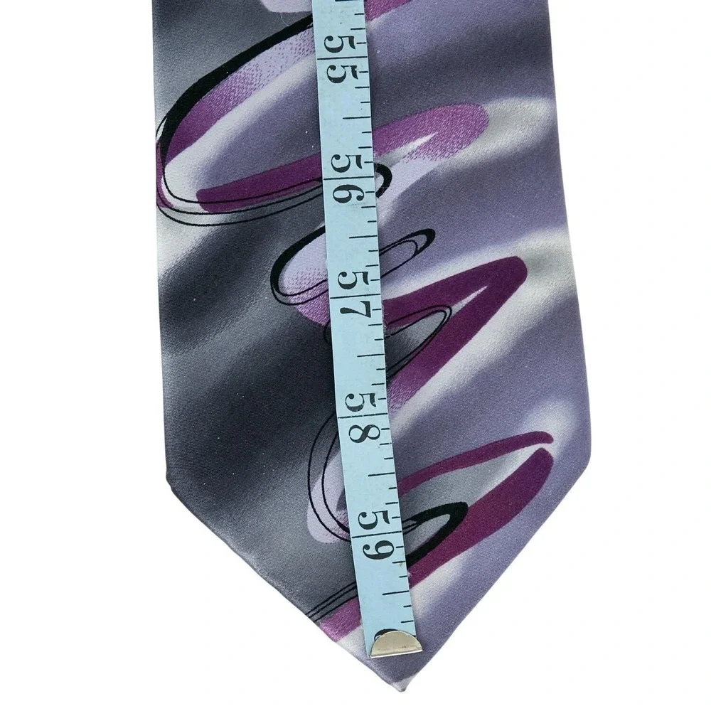 J. GARCIA Men's 100% Silk Necktie Designer FLOATING PLANES #52 Gray/Purple/Black